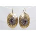 Gold Plated Textured Earrings Zircon Women's Sterling Silver 925 Stones A795